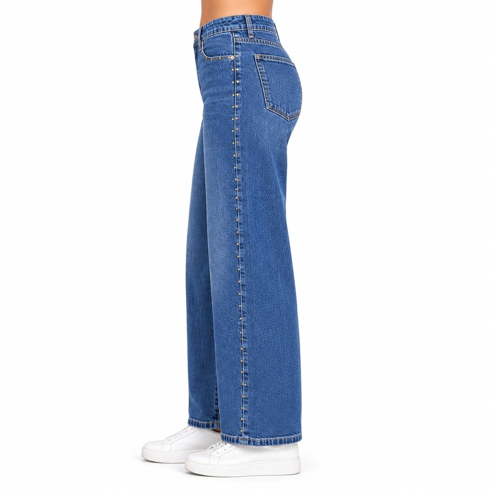 Express Embellished Jean Womens Size 6 Straight Leg Studded Medium Wash NWT - Picture 3 of 14